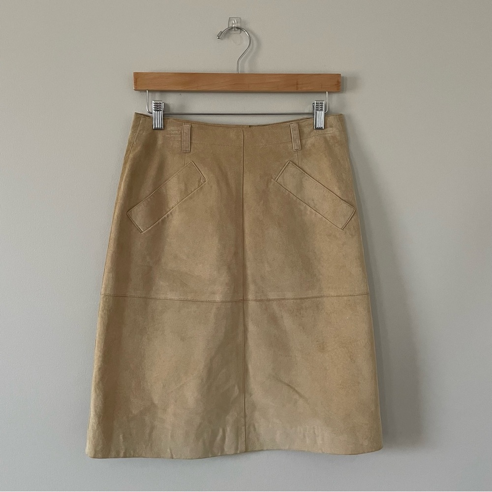Isaac Mizrahi Leather Suede-like Knee Length Pencil Skirt